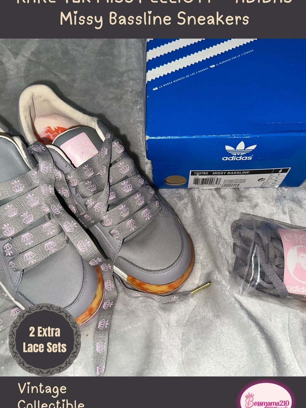 adidas Gray and Pink Missy Bassline Women's Sneakers
